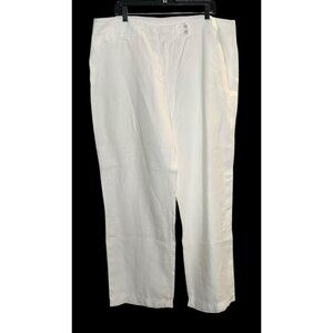 Eileen Fisher Women's White Linen Dress Pants XL Straight Leg Back Pockets